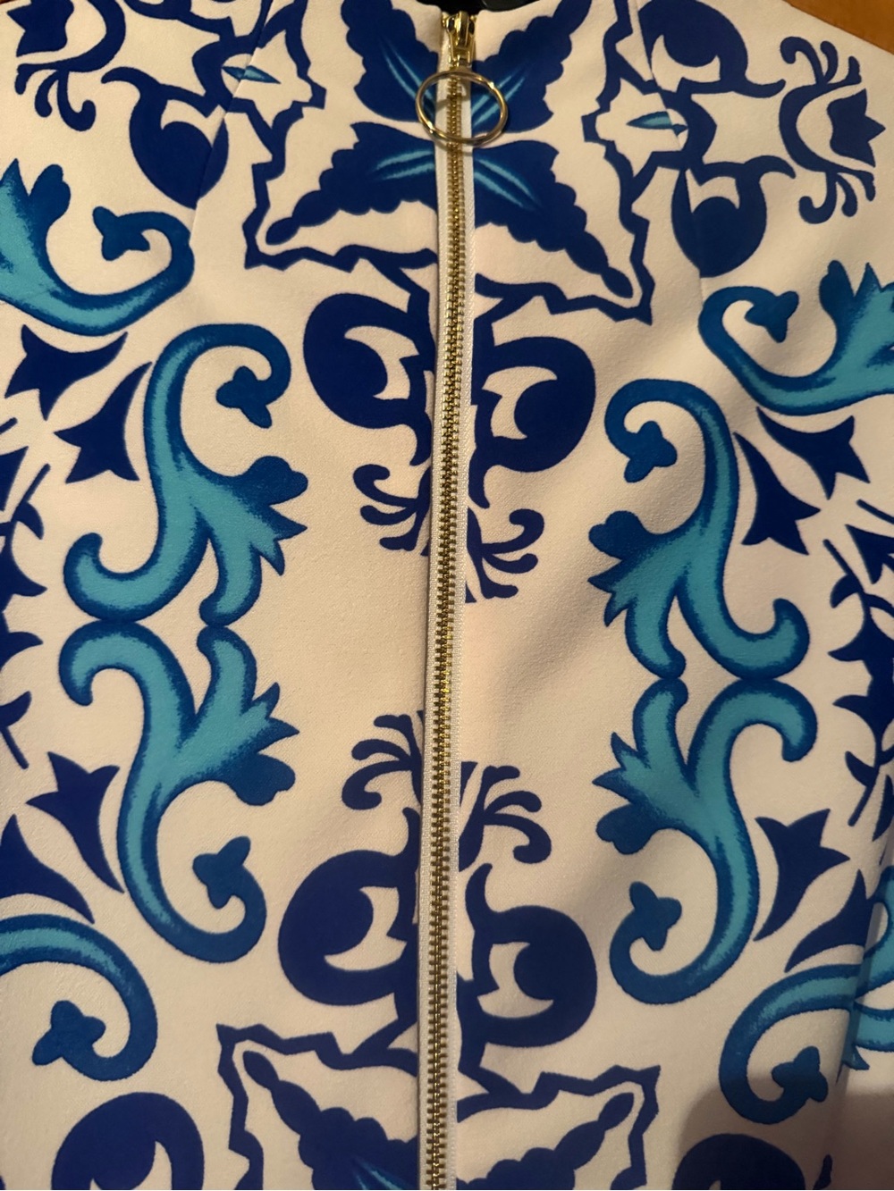 Investments Blue & White Printed Sleeveless Midi Dress with Navy Sash - Picture 3 of 10